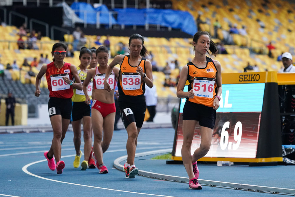 29th SEA Games KL2015 Athletics 10000m Walk Malaysia - Yuan Yu Fang(left) & Elena Goh Lin Yin